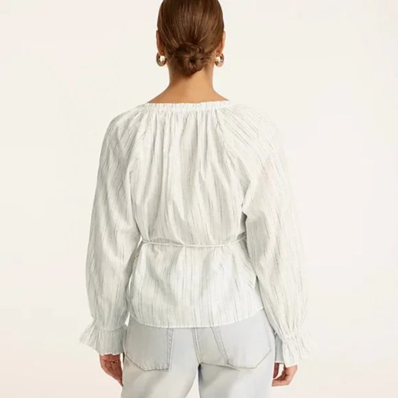 J. Crew Button-Up Tie-Waist Top in Stripe - Picture 3 of 16